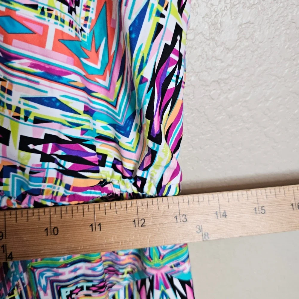 Kenneth Cole Reaction Romper Swim Cover Up Geometric Bright Print‎ Small